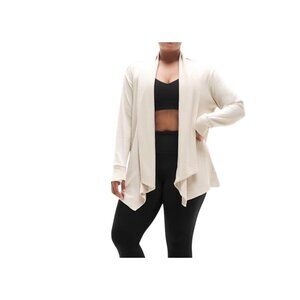 Athleta Pranayama Restore Rib Wrap Cardigan L Open Front Beige Womens